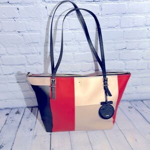 Kate Spade Color Block Purse - Black, Red & Tan